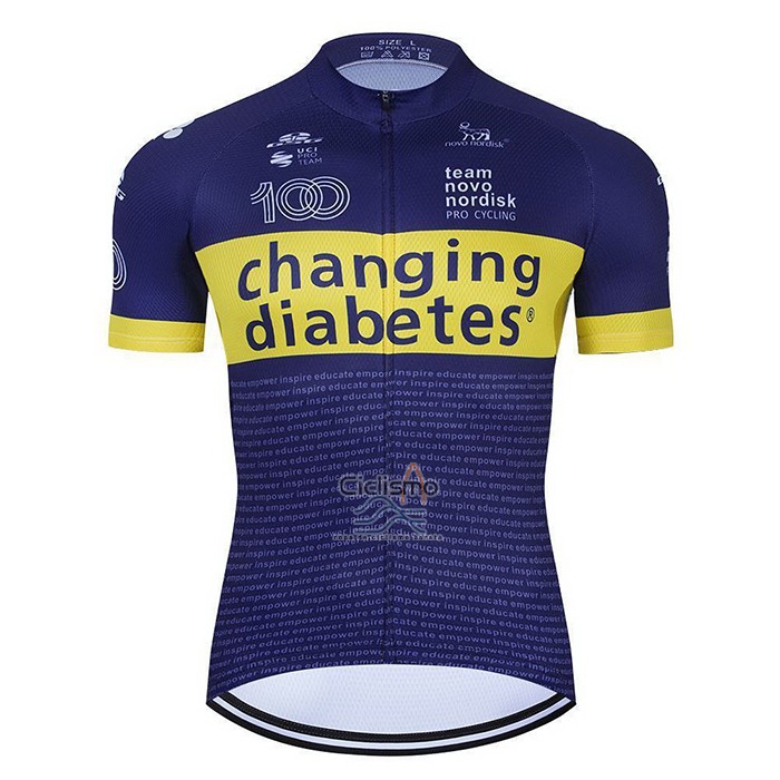 Novo Nordisk Ropa Ciclismo Culotte Corto 2021 Hombre Mangas Cortas Azul AMarillo